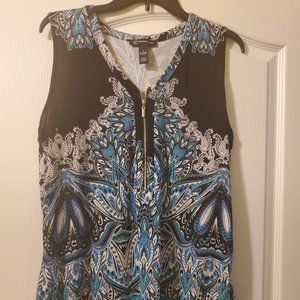 #419 INC Blue/Green Paisley Sleeveless Top Size Medium
